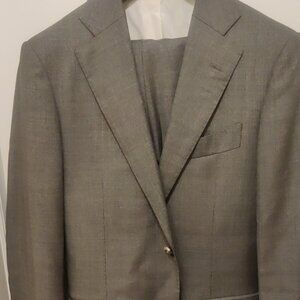 Suitsupply Lazio suit 36S charcoal plaid slim skinny fit side adjuster 100% wool